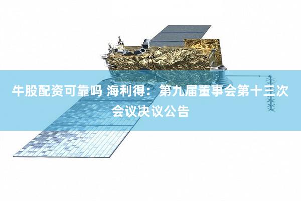 牛股配资可靠吗 海利得：第九届董事会第十三次会议决议公告